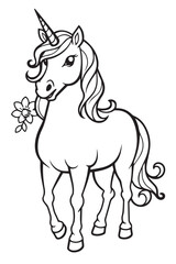 Unicorn Coloring book page for kids and adults
