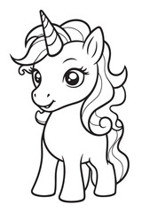 Unicorn Coloring book page for kids and adults
