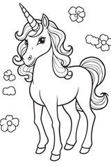 Unicorn Coloring book page for kids and adults