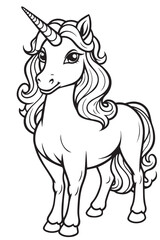 Unicorn Coloring book page for kids and adults