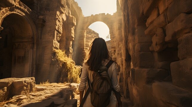 Historische Reiseabenteuer: Tourist und antike Monumente