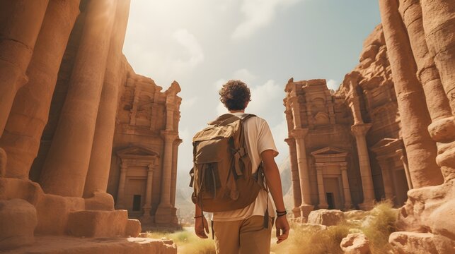 Historische Reiseabenteuer: Tourist und antike Monumente