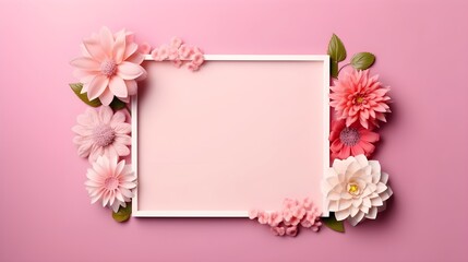 Obraz na płótnie Canvas Blühende Kunst: Pinker Rahmen und florale Motive
