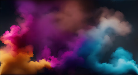 Fototapeta na wymiar Dark background with abstract colorful smoke. AI