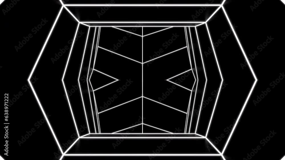 Poster abstract tunnel with moving linear pattern. design. linear animation with moving geometric tunnel. t