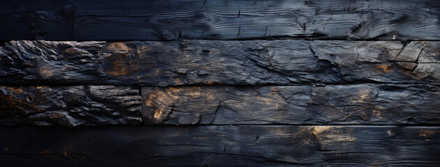 Rustic Elegance - Old Wood Texture Details with Burnt Touches on a Black Textured Background. generative AI,