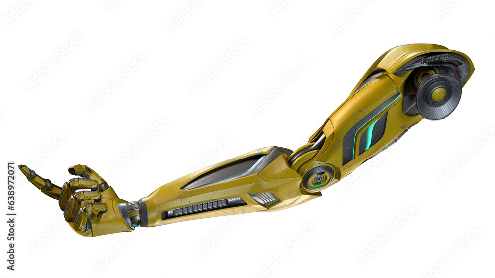 Poster 3d render of detailed robotic arm or futuristic cyber hand showing index finger or forefinger. isola