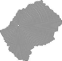Lesotho map country from futuristic concentric black circles