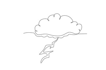 A terrifying thunderstorm. Hurricane one-line drawing