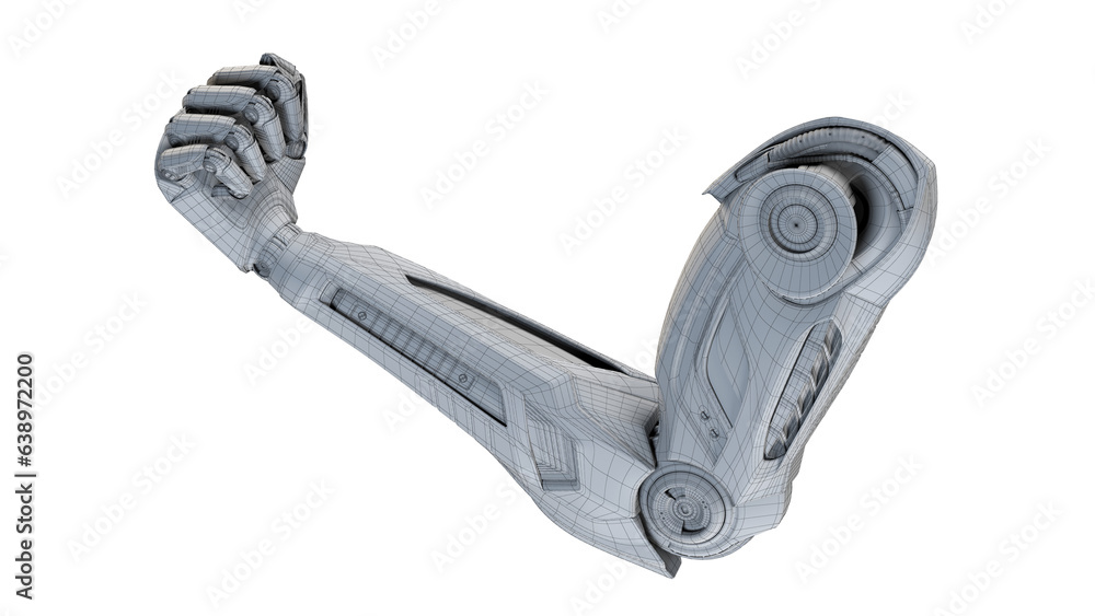 Poster 3d render of detailed robotic arm or futuristic cyber hand. isolated on transparent background in wi
