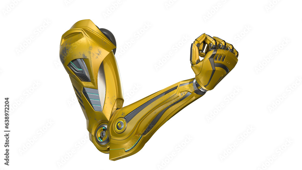 Poster 3d render of detailed robotic arm or futuristic cyber hand. isolated on transparent background