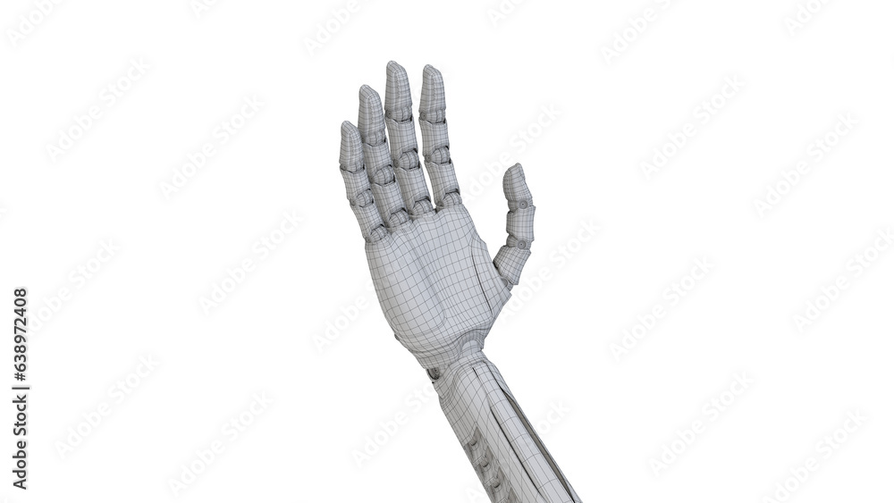 Poster 3d render of detailed robotic arm or futuristic cyber hand. isolated on transparent background in wi