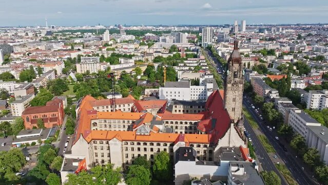 Aerial drone shot of Charlottenburg district , berlin city , Germany 