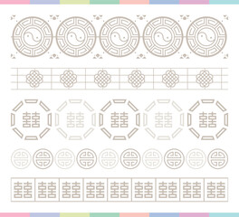 Collection of various traditional Korean patterns and frames.
