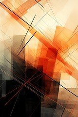 Abstract black lines on a black, red, brown and cream background - 638973873