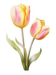 AI Generative bouquet tulips watercoler style isolated on transperent background