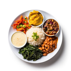 Tongba Nepalese Dish On A White Plate, On A White Background Directly Above View