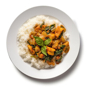 Tingmo Nepalese Dish On A White Plate, On A White Background Directly Above View