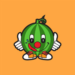 cute watermelon mascot logo design
