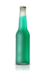 bottle with colored beer and drops