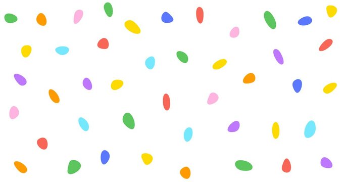 Transparent background (Alpha channel) Abstract fluid animated frame with colorful dots, white thin lines, moving shapes. Childish funny style. Seamless looped. Red orange yellow green blue purple