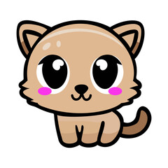 cute brown kitten kawaii vector illustration