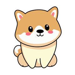 dog akita kawaii, cute character cartoon vector illustration