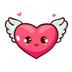heart with wings kawaii love valentines day vector illustration