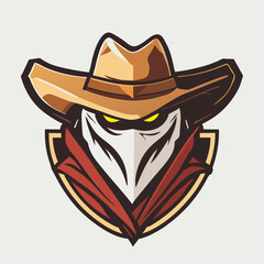 Bandit Cowboy in hat illustration. Cowboy. Sheriff. Mascot.Wild west cowboy,logo