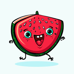 Happy smilling cute watermelon. Vector modern flat style cartoon character illustration icon design.Isolated on white background. Watermelon fruit healthy food. Happy watermelon character