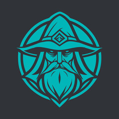 Wizard mascot logo design vector illustration concept style for badge, emblem and t shirt printing. Wizard stamp for sport and esport team. Wizard stencil art