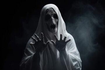 Fototapeta na wymiar Scary ghost on dark background