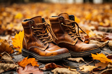 Autumn Stroll, Boots in a Colorful Leafy Wonderland