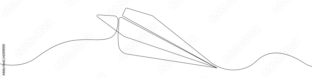 Poster paper plane line continuous drawing vector. one line children's airplane vector background. symbol o
