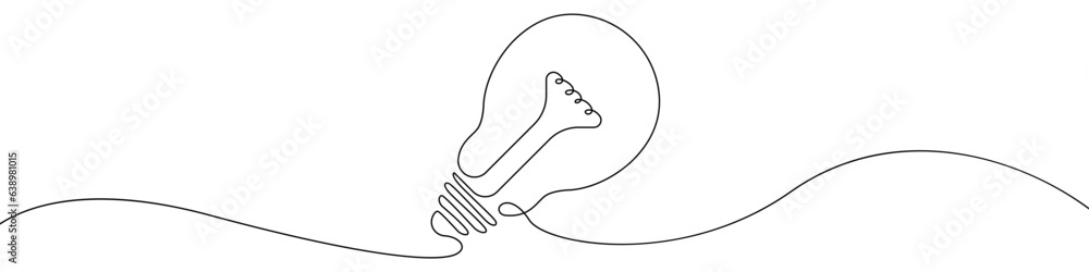 Poster light bulbs line continuous drawing vector. one line idea symbol vector background. innovation lamp 