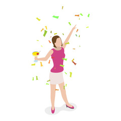 3D Isometric Flat Vector Set of Drunk People, Alcohol Addiction, Harmful Habits. Item 4