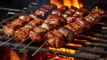 Savory Shashlik Cooked to Perfection on Charcoal