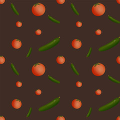 pattern with tomatoes and cucumbers.vector illustration of vegetables