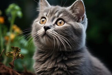 Naklejka na ściany i meble Portrait of beautiful cat on bokeh background, closeup
