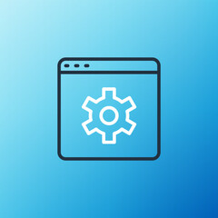 Line Browser setting icon isolated on blue background. Adjusting, service, maintenance, repair, fixing. Colorful outline concept. Vector