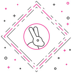 Line Animal cruelty free with rabbit icon isolated on white background. Colorful outline concept. Vector