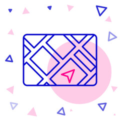 Line Gps device with map icon isolated on white background. Colorful outline concept. Vector