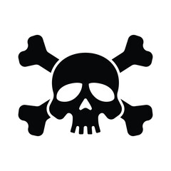 Silhouette skull and crossbones icon isolated on white background. vector illustration	