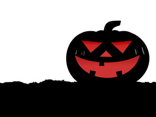 silhouette jack o lantern on hill isolated on transparent with copy space