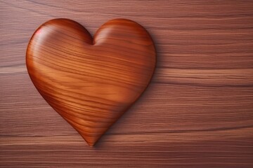 Wooden heart on a brown wooden background