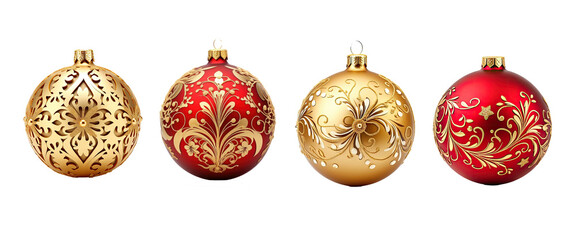 Christmas Ornament balls for decoration in new year festival party isolated on clean png background, Xmas luxury glass ball elements