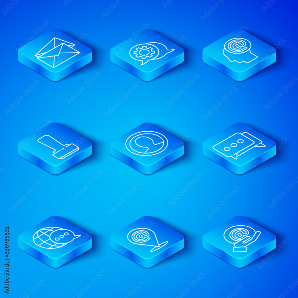 Poster set line world map made from speech bubble, create account screen, location and mail and e-mail, spe
