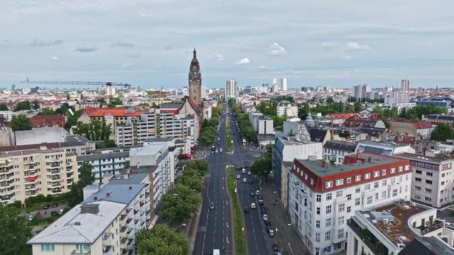 Aerial drone shot of Charlottenburg district , berlin city , Germany 