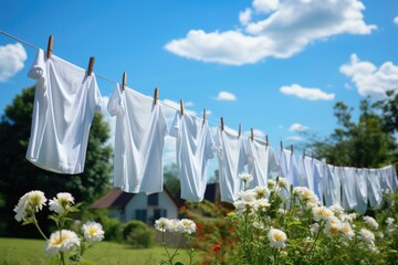 white Clothes on a clothesline 