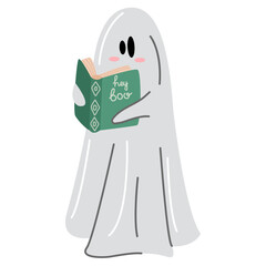 Halloween ghost read book. Cute halloween character.Halloween decorations.